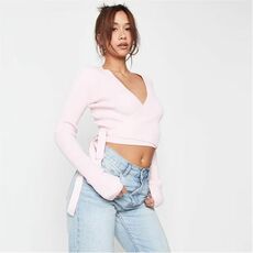 Missguided Tall Rib Wrap Front Knit Crop Top