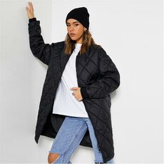 I Saw It First Diamond Quilted Longline Bomber Jacket