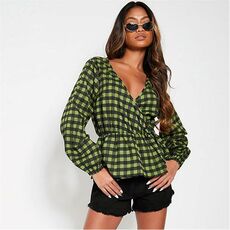 I Saw It First Gingham Wrap Detail Blouse