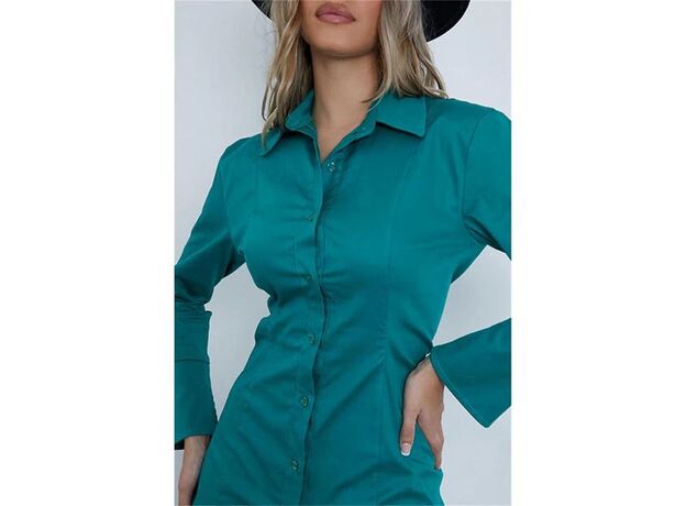 I Saw It First Premium Stretch Cotton Fitted Shirt Dress
