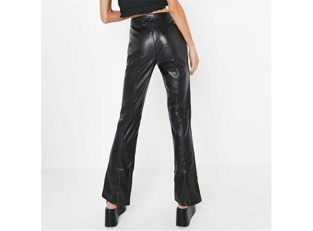 Missguided Petite Faux Leather Split Hem Trousers_0