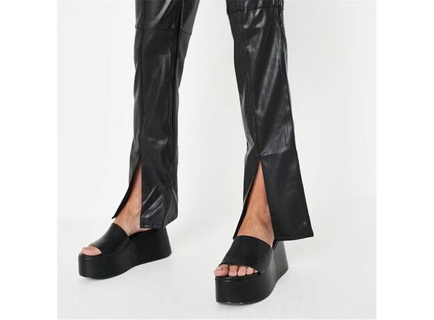 Missguided Petite Faux Leather Split Hem Trousers_1