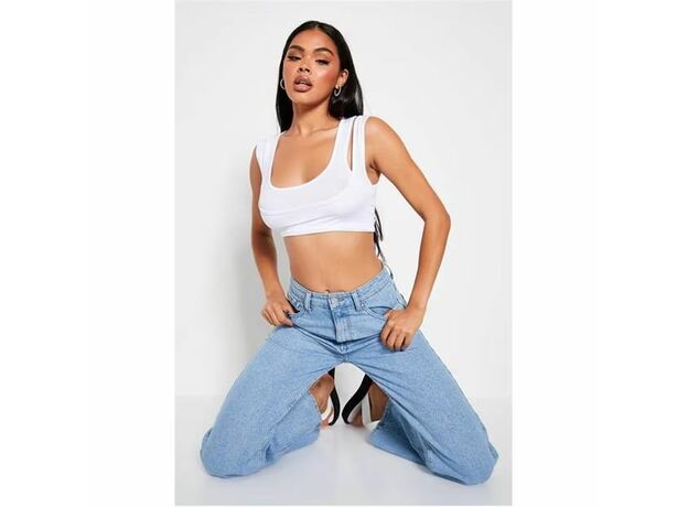 I Saw It First Jersey Double Strap Scoop Neck Crop Top
