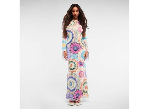 Missguided Printed Low Back Knit Maxi Dress