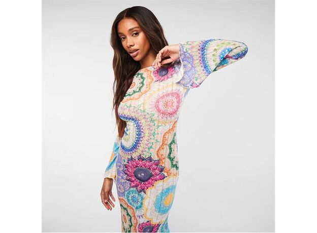 Missguided Printed Low Back Knit Maxi Dress_2