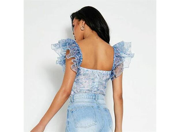 I Saw It First Floral Mesh Frill Sleeve Bodysuit_2