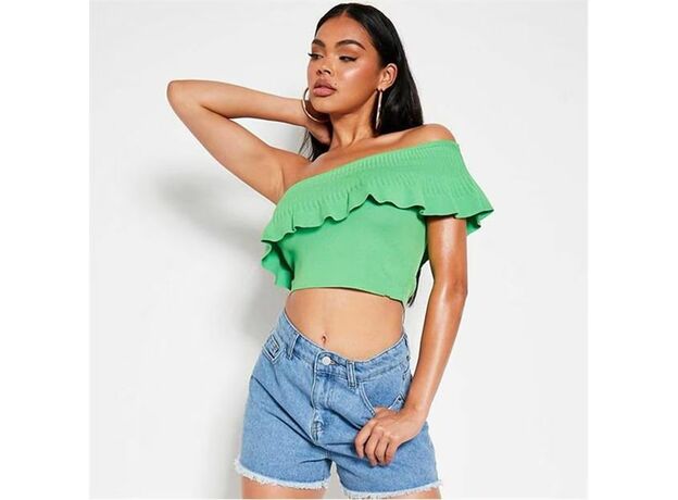 I Saw It First Frill Edge One Shoulder Knitted Crop Top_0