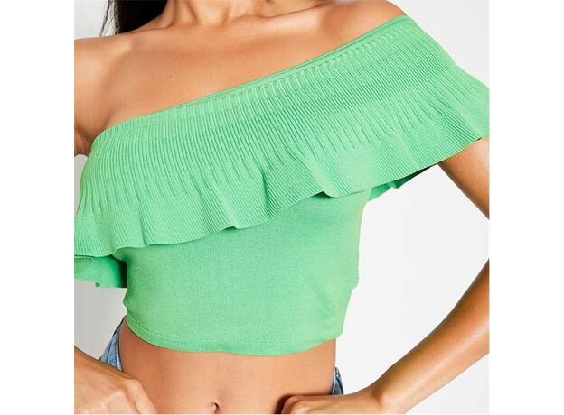 I Saw It First Frill Edge One Shoulder Knitted Crop Top_3