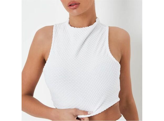 Missguided Co Ord Textured High Neck Racer Crop Top_1
