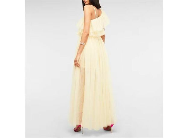 Missguided Tulle Tiered Asymmetric Shoulder Ruffle Maxi Dress_3