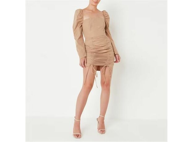 Missguided Ruched Front Puff Sleeve Mini Dress_0