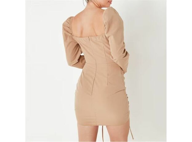 Missguided Ruched Front Puff Sleeve Mini Dress_2
