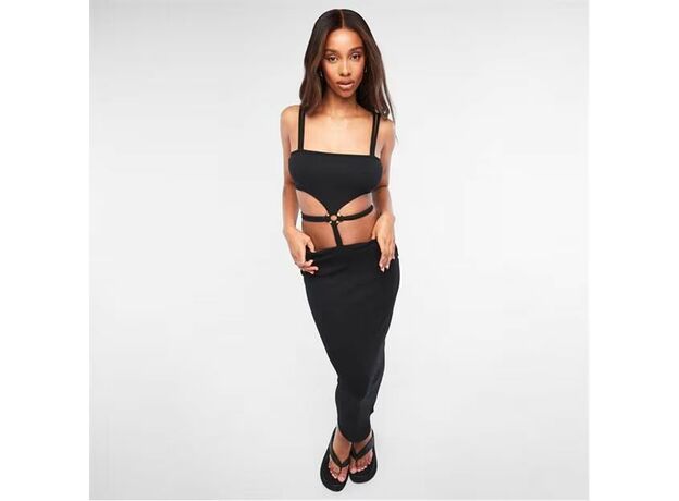 Missguided Rib Strappy Ring Cut Out Midi Dress_1