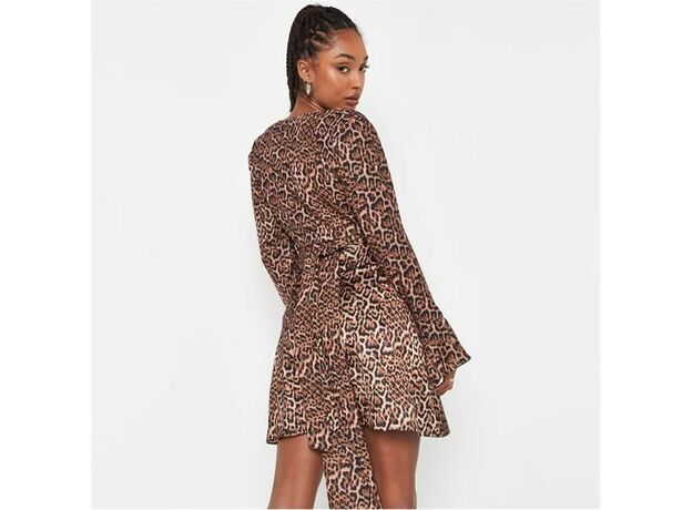 Missguided Leopard Print Satin Wrap Front Top_2