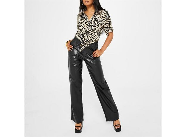 Missguided Animal Print Tie Front Shirt_0
