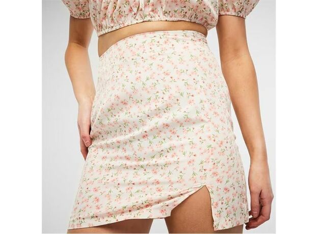 Missguided Floral Print Split Detail Mini Skirt