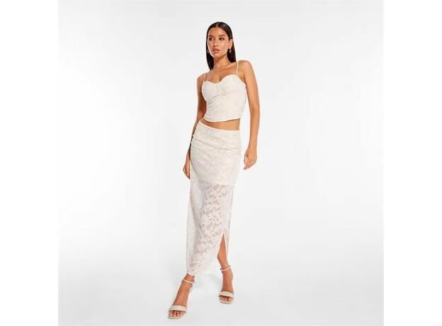 Missguided Co Ord Jacquard Floral Ruched Maxi Skirt