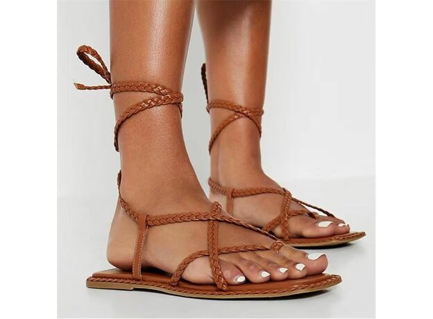 I Saw It First Plaited Lace Up Strappy Sandals_0