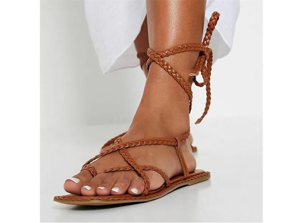 I Saw It First Plaited Lace Up Strappy Sandals_1