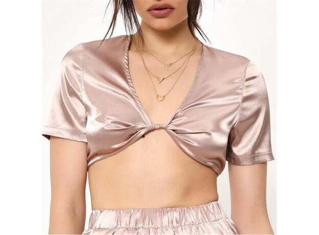 I Saw It First Satin Knot Front Top