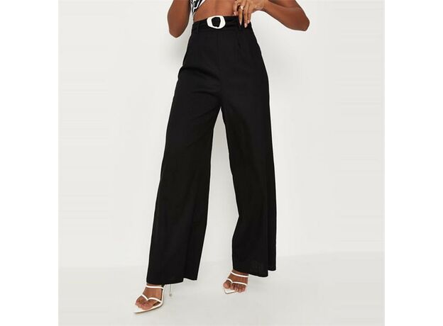 Missguided Linen Mix Belted Wide Leg Trousers_0