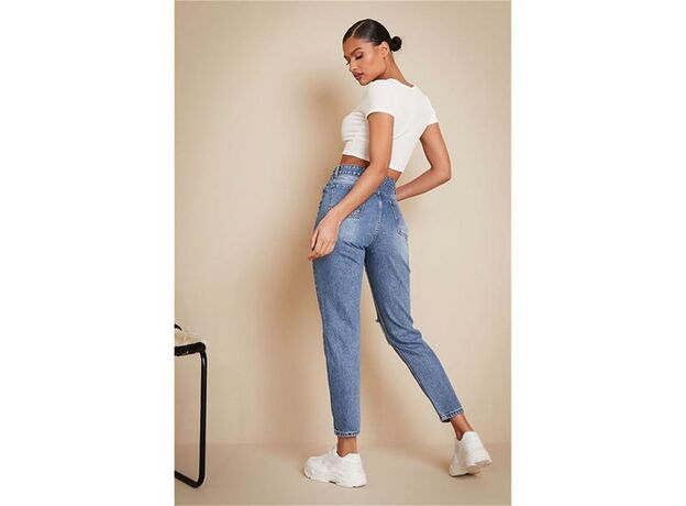 I Saw It First Ripped Knee Mom Jeans_2