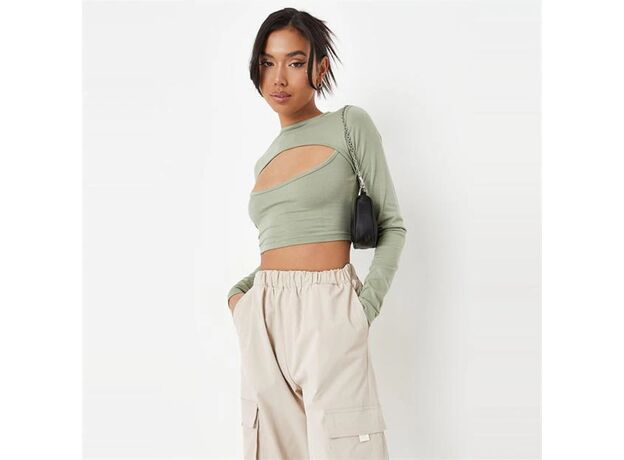 Missguided Cut Out Long Sleeve Crop Top_1