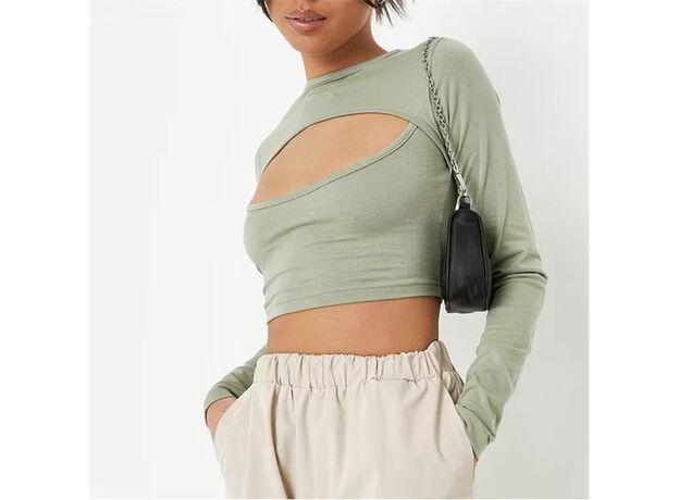 Missguided Cut Out Long Sleeve Crop Top_2