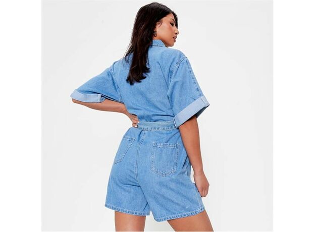 I Saw It First Button Front Belted Denim Playsuit_4