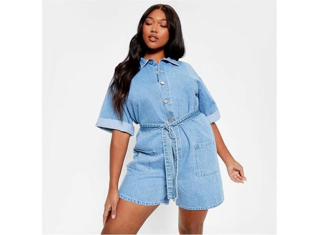 I Saw It First Button Front Belted Denim Playsuit_5