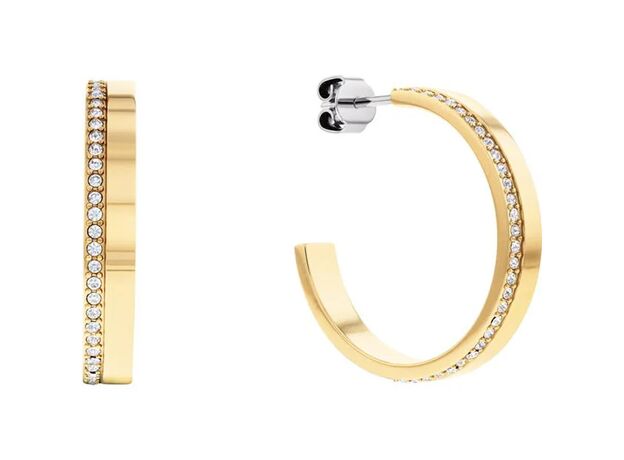 Calvin Klein Ladies Calvin Klein polished yellow gold crystal  hoop earrings
