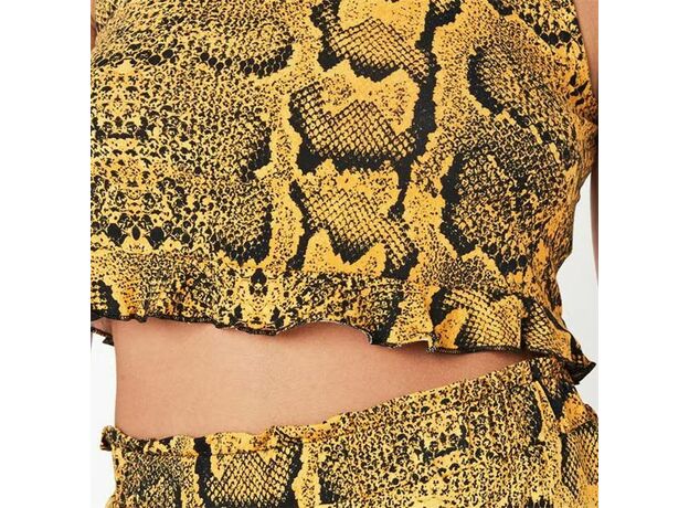 Missguided Snake Print Frill Crop Top And Shorts Pyjama Set_1