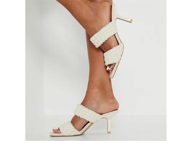 I Saw It First Cream Double Strap Low Heeled Towelling Sandals_0