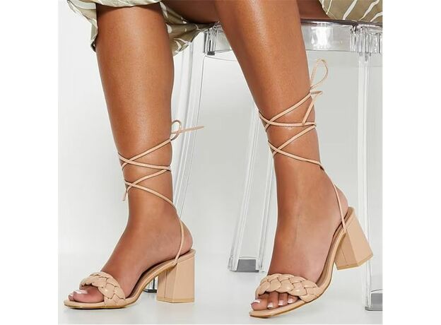 I Saw It First Plaited Puffy Front Lace Up Mid Heel Sandals_0