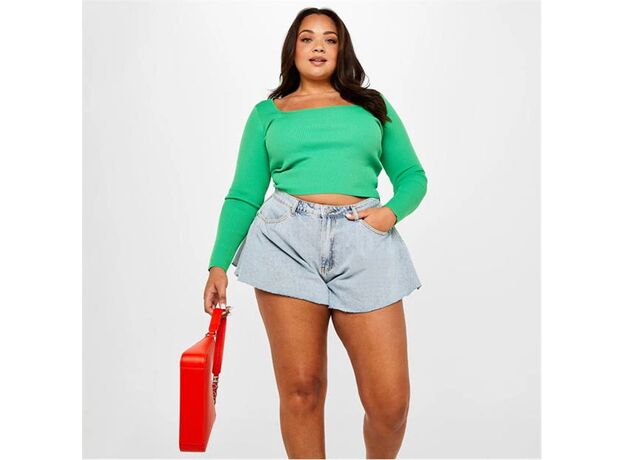 Missguided Plus Size Rib Square Neck Knit Top