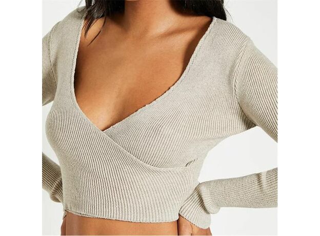 I Saw It First Knitted Wrap Front Long Sleeve Top_3