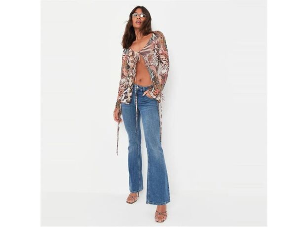 Missguided Printed Tie Front Mesh Shirt_0