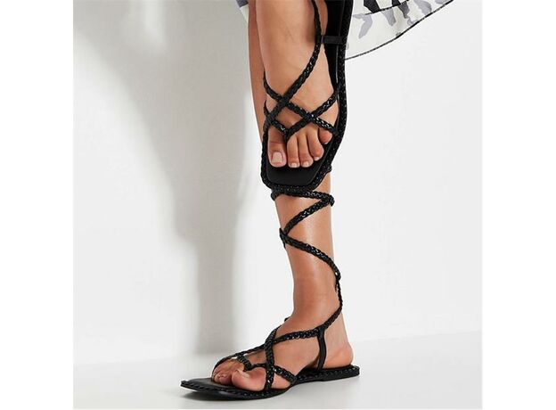 I Saw It First Plaited Lace Up Strappy Sandals_0