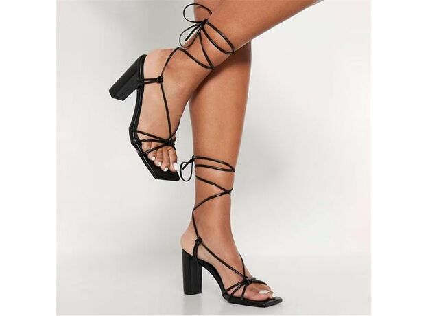 I Saw It First Knotted Lace Up Mid Heeled Sandals_0