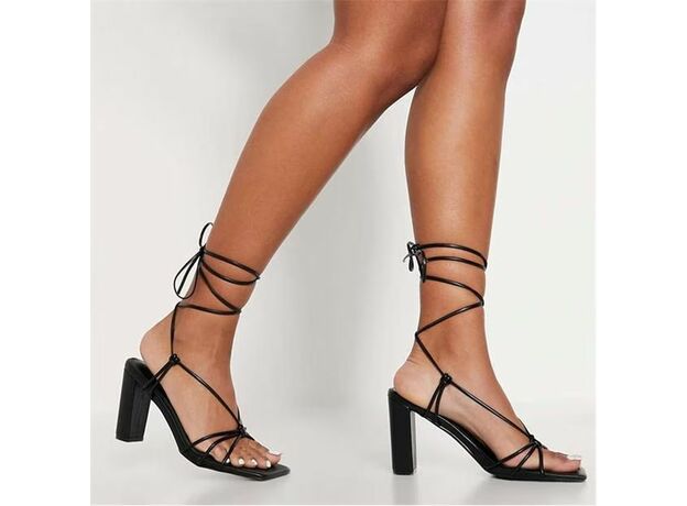 I Saw It First Knotted Lace Up Mid Heeled Sandals_1