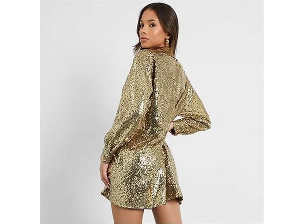 I Saw It First Sequin Oversized Shirt Dress_2