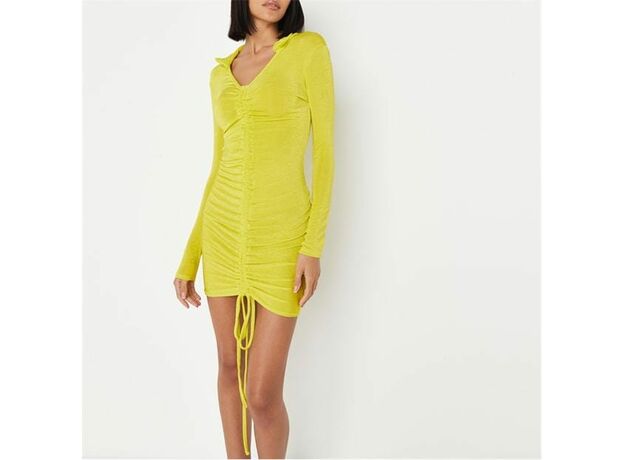 Missguided Tall Long Sleeve Slinky Ruched Mini Dress