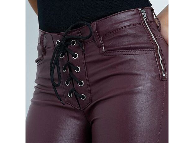 I Saw It First Lace Up Coated Skinny Jeans_3
