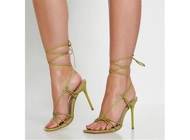 I Saw It First Skinny Strap Knot Front Lace Up Heeled Sandals_0